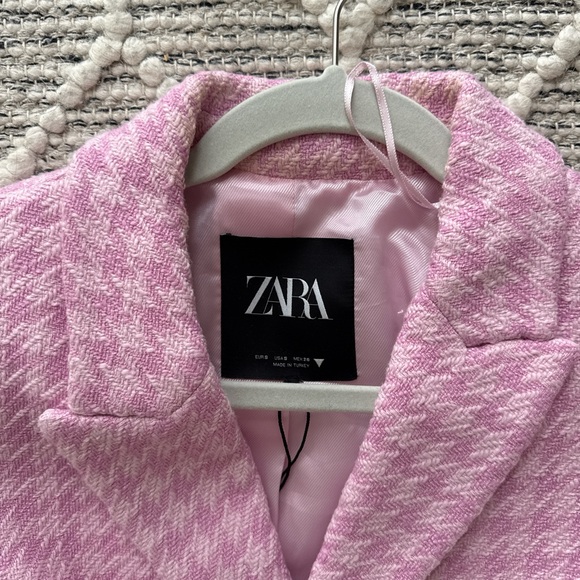 Zara Light Pink Tweed Cropped Blazer - Picture 2 of 2